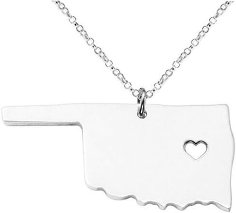 Art Attack I Love Oklahoma Necklace, Sooner State Heart Pendant (Silver) in Saudi Arabia