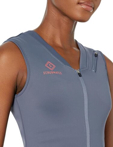 سكرب ميتس أندر سكرب للنساء - قميص داخلي بدون أكمام برقبة على شكل حرف V، قميص داخلي للطبيب والممرضة مع جيب على الصدر بسحاب in Kuwait