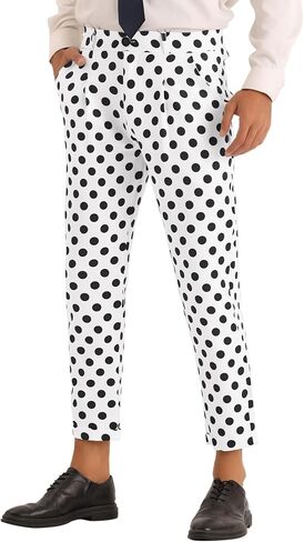 Lars Amadeus Polka Dots Cropped Dress Pants for Men's Slim Fit Business Ankle Length Pants in Kuwait