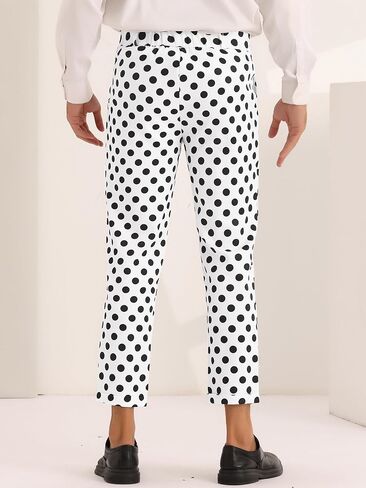 Lars Amadeus Polka Dots Cropped Dress Pants for Men's Slim Fit Business Ankle Length Pants in Kuwait