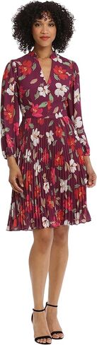 Maggy London Women's V-Neck Pleated Skirt Dress Career Workwear Desk to Dinner Event Party Guest of in Kuwait