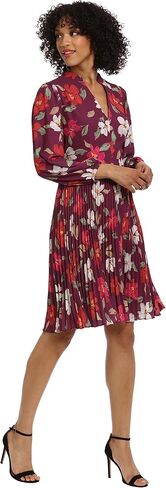 Maggy London Women's V-Neck Pleated Skirt Dress Career Workwear Desk to Dinner Event Party Guest of in Kuwait