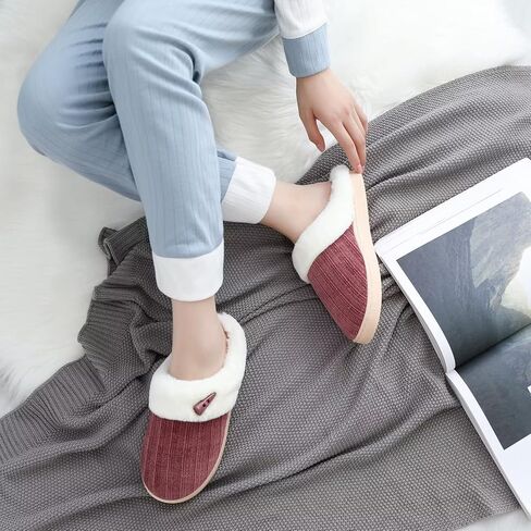NineCiFun Women's Comfy House Slippers Memory Foam Fuzzy Bedroom Scuffs Slippers Indoor Outdoor Anti Skid Home Slippers Shoes with Warm Plush Lining in Saudi Arabia