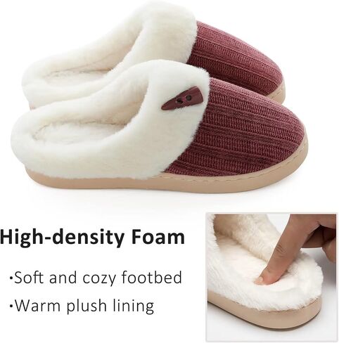 NineCiFun Women's Comfy House Slippers Memory Foam Fuzzy Bedroom Scuffs Slippers Indoor Outdoor Anti Skid Home Slippers Shoes with Warm Plush Lining in Saudi Arabia