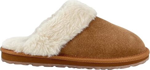 Clarks Womens Open Back Suede Leather Comfort Clog Slipper JMS0583C - Plush Faux Fur Trim - Indoor Outdoor House Slippers For Women in Saudi Arabia