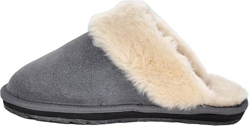 Clarks Womens Open Back Suede Leather Comfort Clog Slipper JMS0583C - Plush Faux Fur Trim - Indoor Outdoor House Slippers For Women in Saudi Arabia