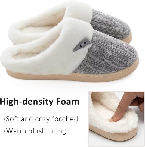 NineCiFun Women's Comfy House Slippers Memory Foam Fuzzy Bedroom Scuffs Slippers Indoor Outdoor Anti Skid Home Slippers Shoes with Warm Plush Lining in Saudi Arabia
