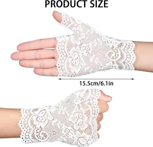 Yolev 3 Pairs Women's Short Lace Gloves Fingerless Floral Gloves Bridal Prom Gloves for Wedding Tea Party Costume Accessories in Saudi Arabia