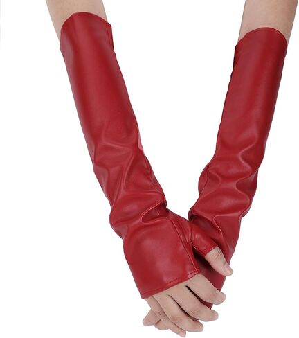 Aiphamy Womens Long Fingerless PU Leather Gloves Elegant Opera Mittens Gloves for Proms Halloween Cosplay Costumn Party in Kuwait
