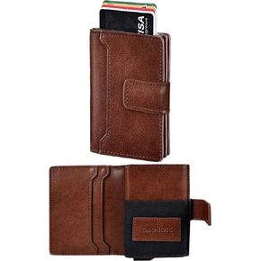 GaoKosc Credit Card Holder with RFID Blocking,Pop Up Cards Slim Leather Wallet,Bifold Pocket Wallet with Banknote Slot and ID Window for Men in Saudi Arabia