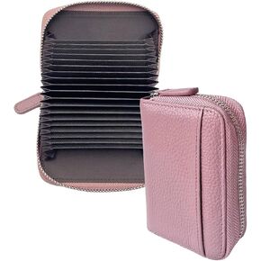 حامل بطاقات الائتمان FIXIZY RFID، محفظة صغيرة من الجلد الطبيعي ثنائية الطي مع 20 فتحة in Kuwait