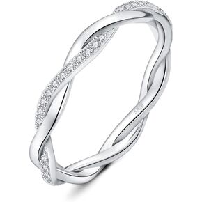 JewelryPalace Love Rope Infinity Moissanite خاتم زفاف للنساء، ملتوي 14 قيراط أبيض أصفر ذهب وردي 925 خاتم وعد من الفضة الاسترليني لها، حلقات ألماس مقلدة قابلة للتكديس VVS D-F