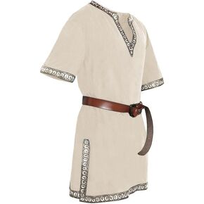 Runcati Mens Medieval Costume Halloween Renaissance Tunic Viking Knight Pirate Warrior LARP Shirts in Kuwait