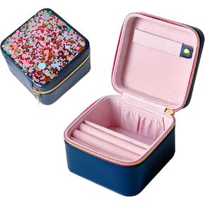 منظم المجوهرات الأساسيات للحفلات المعبأة؛ تخزين الأزياء الصغيرة للنساء والفتيات للخواتم والقلائد والأقراط؛ مظهر عصري للسيدات في المدرسة أو العمل أو السفر أو في المنزل؛ الأزرق الداكن in Kuwait