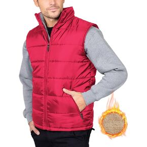 TUVEKE Men's Puffer Vest Fleece Lined Water-Resistant Winter Outdoor Zipper Sleeveless Warm Puffy Jacket Coat