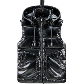 Esmeling Mens Waterproof Hooded Puffer Vest Sleeveless Puffy Jacket with Pockets in Kuwait