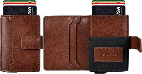 GaoKosc Credit Card Holder with RFID Blocking,Pop Up Cards Slim Leather Wallet,Bifold Pocket Wallet with Banknote Slot and ID Window for Men in Saudi Arabia
