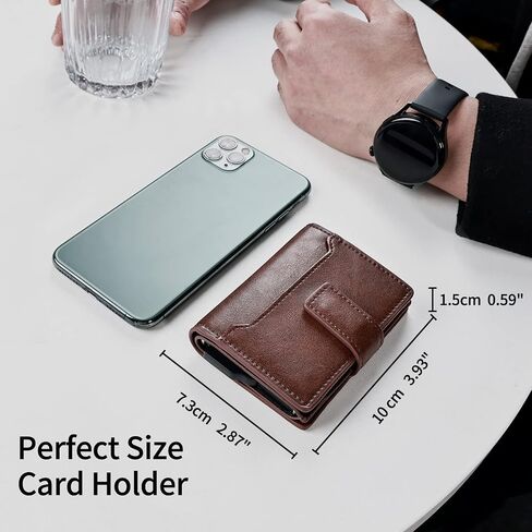 GaoKosc Credit Card Holder with RFID Blocking,Pop Up Cards Slim Leather Wallet,Bifold Pocket Wallet with Banknote Slot and ID Window for Men in Saudi Arabia