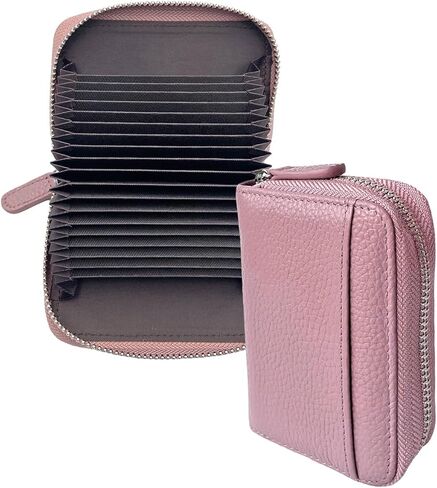 حامل بطاقات الائتمان FIXIZY RFID، محفظة صغيرة من الجلد الطبيعي ثنائية الطي مع 20 فتحة in Kuwait