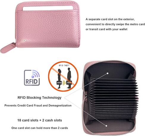 حامل بطاقات الائتمان FIXIZY RFID، محفظة صغيرة من الجلد الطبيعي ثنائية الطي مع 20 فتحة in Kuwait