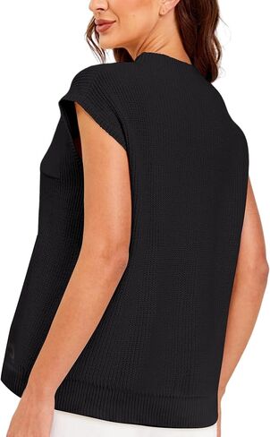 GoyRrbay Women Sleeveless Knit Zip Sweater Vest Loose Fit Mock Neck Casual Tank Top with Front Pocket in Saudi Arabia