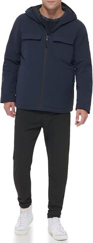 DKNY Men's Performance Tech Hooded Modern Storm Coat, Navy in Saudi Arabia