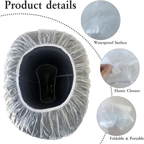 10 قطع غطاء قبعة رعاة البقر XXL شفاف مقاوم للماء غطاء واقي من المطر غطاء مرن قبعة كاوبوي غطاء تخزين قبعة كاوبوي in Kuwait