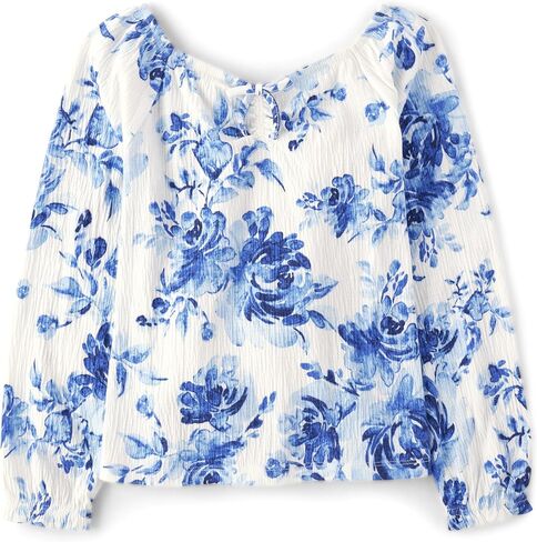 The Children's Place Girls' Long Sleeve Smocked Peplum Top, Watercolor Flowers, Medium in Saudi Arabia