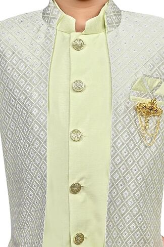 AHHAAAA Kids صدرية من مزيج الحرير الهندي العرقي طقم بيجامة كورتا لباس تقليدي على طراز بوليوود فستان زفاف للأولاد in Kuwait