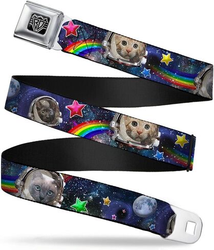 Buckle-Down Seatbelt Belt - Astronaut Cats in Space/Rainbows/Stars - 1.0" Wide - 20-36 Inches in Length in Saudi Arabia