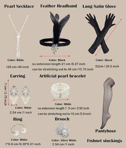 فساتين LELOVEFU للسيدات من العشرينيات من القرن العشرين مستوحاة من الشرابة والترتر للحفلات الراقصة مع مجموعة إكسسوارات 20s in Kuwait