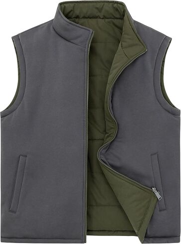 Soularge Men's Big and Tall Winter Thickened Warm Reversible Puffer Vest in Kuwait