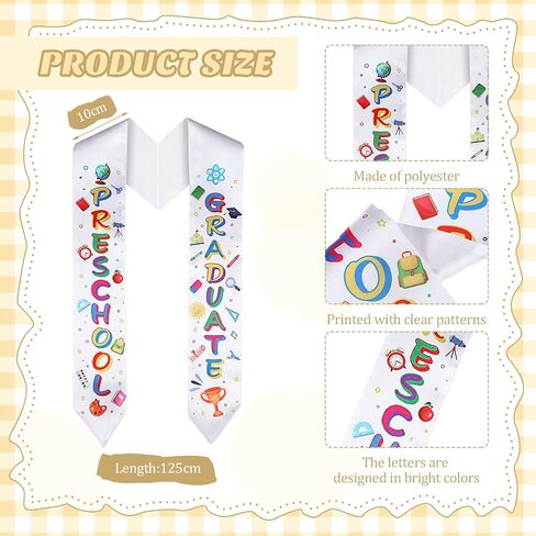 24 Pieces Preschool Printed Graduation Stole Graduation Stole Satin Sash Graduation Sash Honor Stole Grads Sublimation Stole Printed Graduation Stole Unisex in Saudi Arabia