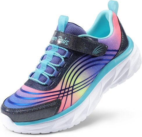 DREAM PAIRS Kids Sneakers for Girls Tennis Shoes Kids Sparkle ColorBurst Lightweight Running Shoes Casual Walking Shoes with Hook and Loop for Little/Big Kid in Saudi Arabia