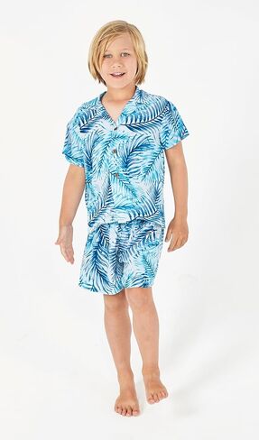 Hawaii Hangover Boy Aloha Luau Shirt Cabana Set in Simply Blue Palms in Saudi Arabia