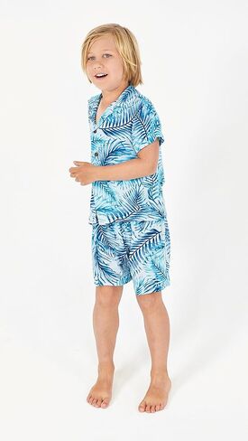 Hawaii Hangover Boy Aloha Luau Shirt Cabana Set in Simply Blue Palms in Saudi Arabia