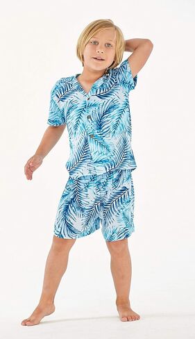 Hawaii Hangover Boy Aloha Luau Shirt Cabana Set in Simply Blue Palms in Saudi Arabia