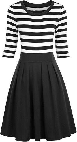 BI.TENCON Women's 1950s Vintage Retro Cocktail Swing Dresses with Sleeves Midi Length in Saudi Arabia