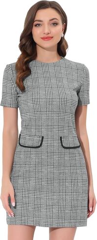 Allegra K Work Dresses for Women's Short Sleeve Vintage Houndstooth Pencil Sheath Dress in Saudi Arabia