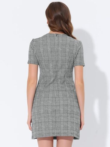 Allegra K Work Dresses for Women's Short Sleeve Vintage Houndstooth Pencil Sheath Dress in Saudi Arabia
