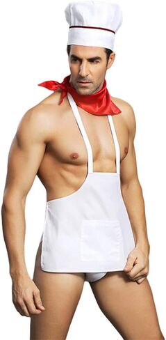 BESTOYARD Men Sexy Outfits Lingerie Set Chef Sexy Cosplay Outfits Apron for Bachelor Party Role Play Costume Waiter Lingerie Valentine Birthday Gift in Saudi Arabia