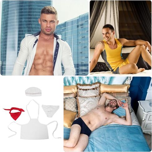 BESTOYARD Men Sexy Outfits Lingerie Set Chef Sexy Cosplay Outfits Apron for Bachelor Party Role Play Costume Waiter Lingerie Valentine Birthday Gift in Saudi Arabia