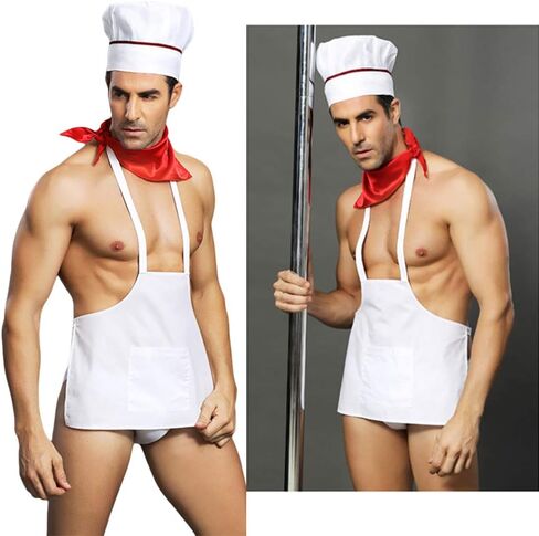 BESTOYARD Men Sexy Outfits Lingerie Set Chef Sexy Cosplay Outfits Apron for Bachelor Party Role Play Costume Waiter Lingerie Valentine Birthday Gift in Saudi Arabia