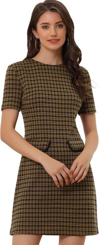 Allegra K Work Dresses for Women's Short Sleeve Vintage Houndstooth Pencil Sheath Dress in Saudi Arabia