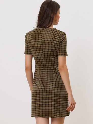 Allegra K Work Dresses for Women's Short Sleeve Vintage Houndstooth Pencil Sheath Dress in Saudi Arabia