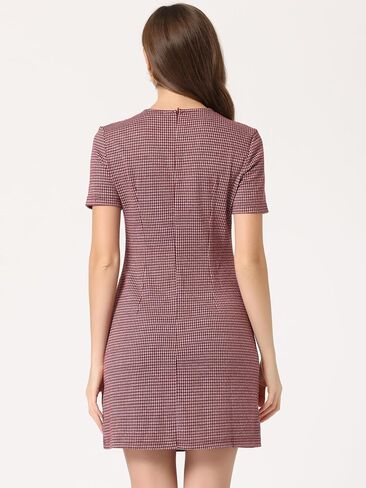 Allegra K Work Dresses for Women's Short Sleeve Vintage Houndstooth Pencil Sheath Dress in Saudi Arabia