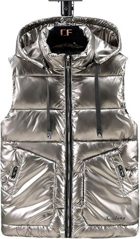 Esmeling Mens Waterproof Hooded Puffer Vest Sleeveless Puffy Jacket with Pockets in Saudi Arabia