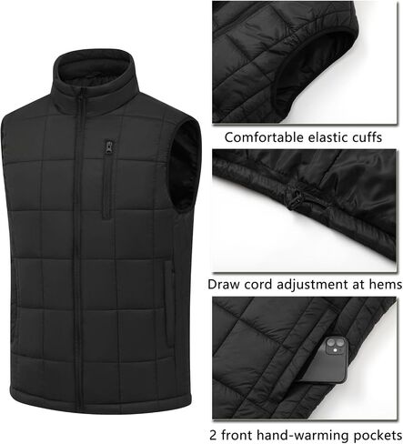 Vcansion Men's Outdoor Quilted Puffer Vest Stand Collar Lightweight Down Sleeveless Jacket Padded Vest in Saudi Arabia