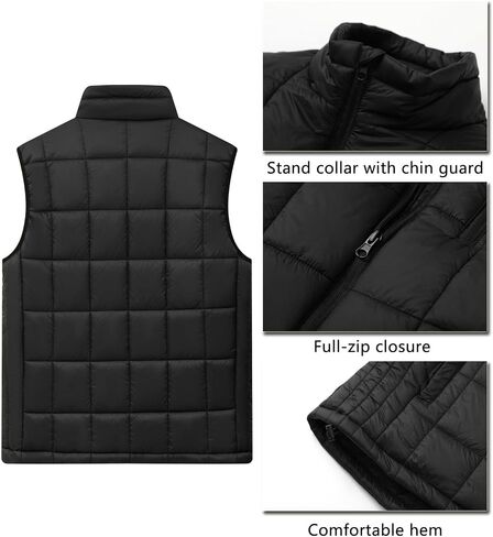 Vcansion Men's Outdoor Quilted Puffer Vest Stand Collar Lightweight Down Sleeveless Jacket Padded Vest in Saudi Arabia