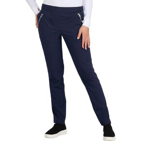 KOI Basics 6-Pocket Elastic Waistband Jane Scrub Pant for Women Navy LT